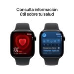 Apple Watch Series 11 GPS with 46 mm jet black aluminum case and black sport strap-Size M/L. Sleep quality, training and health monitors, always active display, water resistance