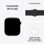 Apple Watch Series 11 GPS with 46 mm jet black aluminum case and black sport strap-Size M/L. Sleep quality, training and health monitors, always active display, water resistance