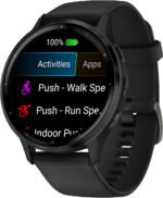 Garmin Venu 3 Stainless Steel 45mm Αδιάβροχο Smartwatch με Παλμογράφο (Slate Bezel With Black Silicone Band)