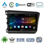 VenCore 3236-10007-0149B - Οθόνη Multimedia Android 15 9" 9109A MTK6762 Octa-Core 2GB/32GB IPS με Πρόσοψη, CarPlay, Android Auto και Υποστήριξη Κάμερας Οπισθοπορείας AHD για Honda Civic 2012-2015 – Μαύρη