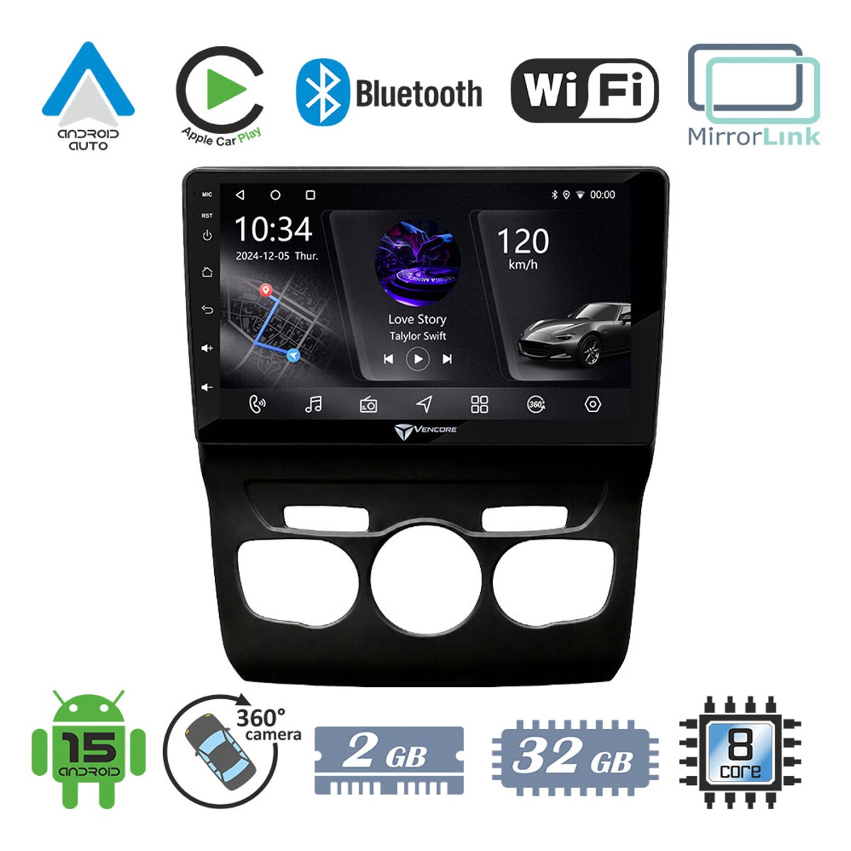 27fe31687183006f_20260921162552 VenCore 3236-10006-0131B - Οθόνη Multimedia Android 15 10.1" PX5S Octa-Core 2GB/32GB IPS με Πρόσοψη, CarPlay, Android Auto και Υποστήριξη Κάμερας 360° για Citroen C4L 2011-2016 – Μαύρη - Image 1