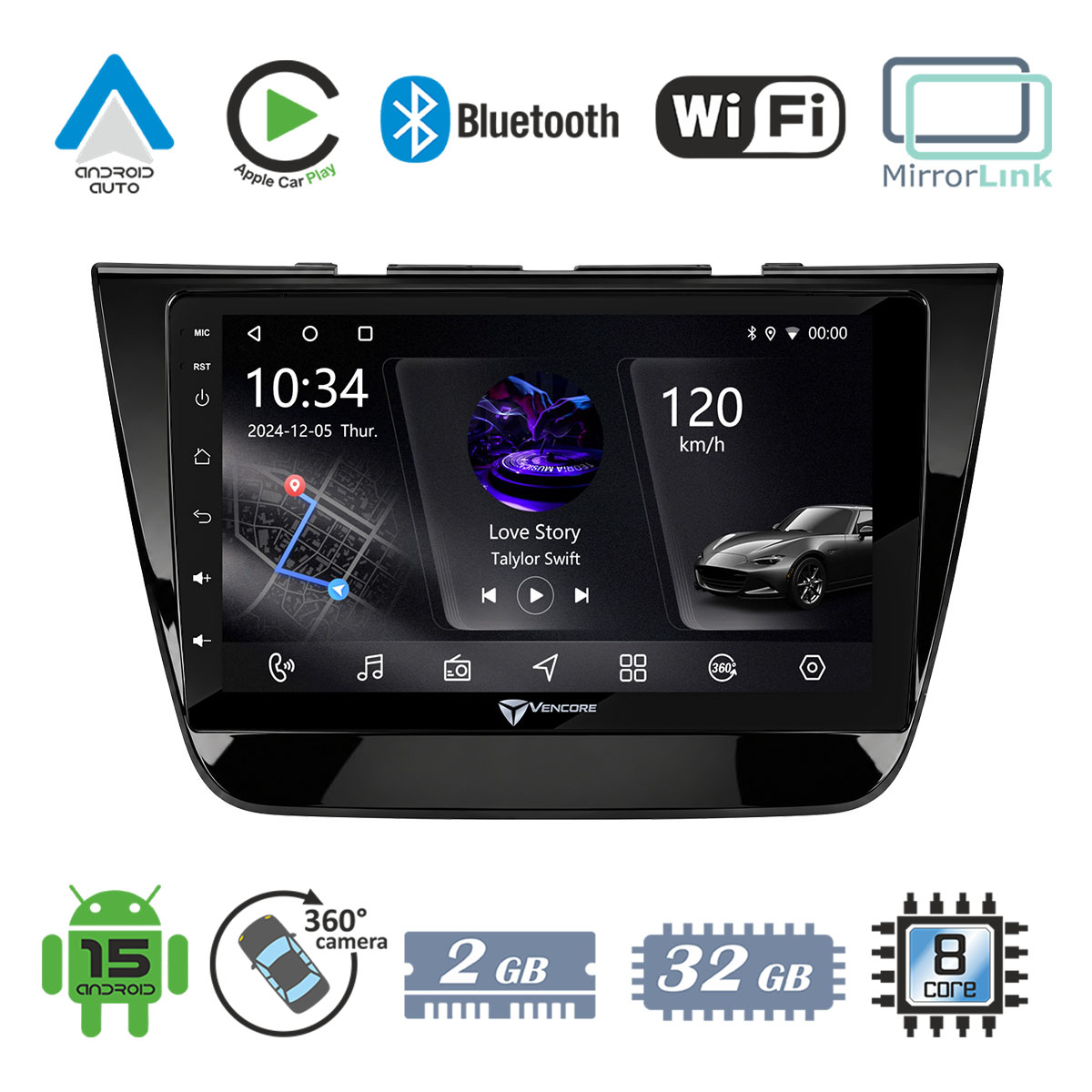 445e3f96e5b8c28b_20260925164033 VenCore 3236-10006-0189B - Οθόνη Multimedia Android 15 10.1" PX5S Octa-Core 2GB/32GB IPS με Πρόσοψη, CarPlay, Android Auto και Υποστήριξη Κάμερας 360° για MG ZS 2017-2026 – Μαύρη - Image 1