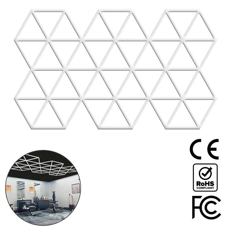 687e35c44f305_01670830 HexaLine - Διακοσμητικό LED Φωτιστικό Πάνελ Οροφής Πολυγωνικού Σχεδιασμού με Εσωτερικά Μοτίβα - 224W 110-240V - Μ482.8 x Π279.6 x Υ2.5cm - Ψυχρό Λευκό 6500K - Image 1