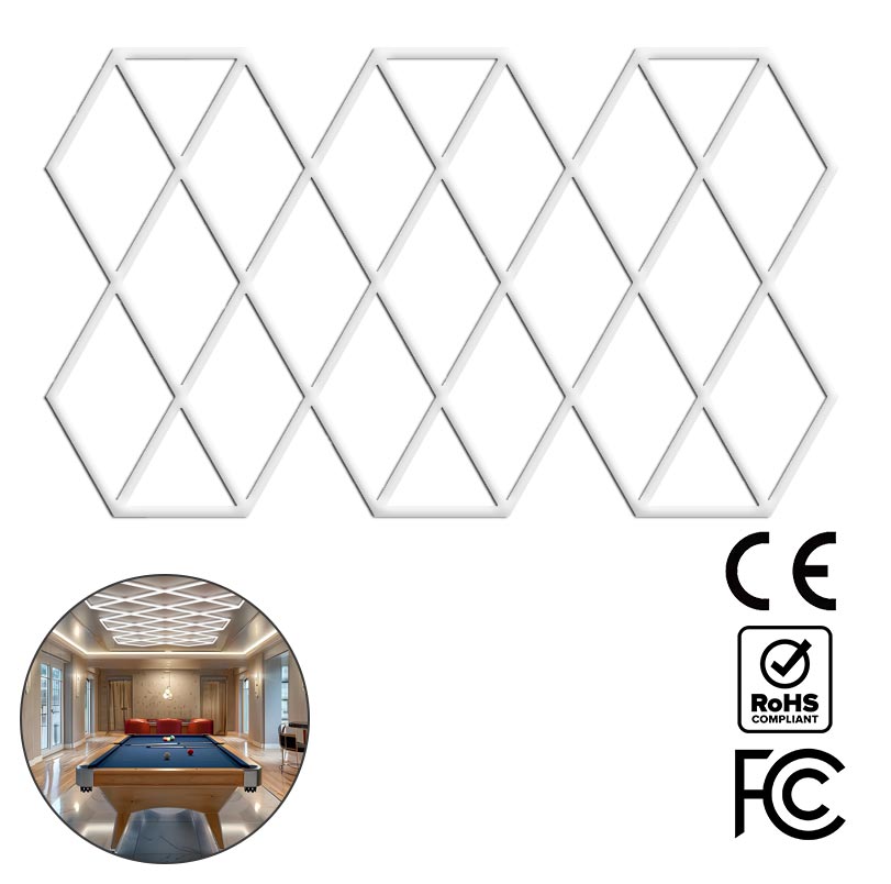 68834ad2bca1d_16506186 LumenWeave - Διακοσμητικό LED Φωτιστικό Πάνελ Οροφής Πολυγωνικού Σχεδιασμού με Εσωτερικά Μοτίβα - 602W 110-240V - Μ482.8 x Π279.6 x Υ2.5cm - Ψυχρό Λευκό 6500K - Image 1