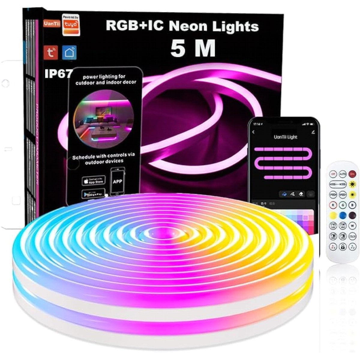 695b7c2929e1c_6174-10001-01 VenCore 6174-10001 - Set LED Strip RGB+IC 5m ip67 WiFi & Remote - Σετ 5 Μέτρων Ταινία LED Αδιάβροχη IP67 RGB+Digital IC WiFi με Ασύρματο Controller & Τροφοδοτικό - Image 1