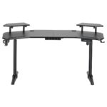 VenCore 2730-10005 - Gaming Desk Adjustable 160x60x72-112cm Black - Μοντέρνο Γραφείο Ρυθμιζόμενου Ύψους με Λειτουργία Μνήμης Gaming VenCore Μοριοσανίδας Carbon Fiber με Μεταλλικά Πόδια Μαύρο Μ160 x Π60 x Υ72-112cm