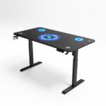 VenCore 2730-10007 - Gaming Desk Adjustable 120x60x72-112cm Black - Μοντέρνο Γραφείο Ρυθμιζόμενου Ύψους με Λειτουργία Μνήμης Gaming VenCore Μοριοσανίδας Carbon Fiber με Μεταλλικά Πόδια Μαύρο Μ120 x Π60 x Υ72-112cm