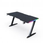VenCore 2730-10009 - Gaming Desk 140x60x74cm Black - Μοντέρνο Γραφείο Gaming VenCore Μοριοσανίδας Carbon Fiber με Μεταλλικά Πόδια Μαύρο Μ140 x Π60 x Υ74cm