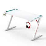 VenCore 2730-10010 - Gaming Desk 140x60x74cm White - Μοντέρνο Γραφείο Gaming VenCore Μοριοσανίδας Carbon Fiber με Μεταλλικά Πόδια Λευκό Μ140 x Π60 x Υ74cm