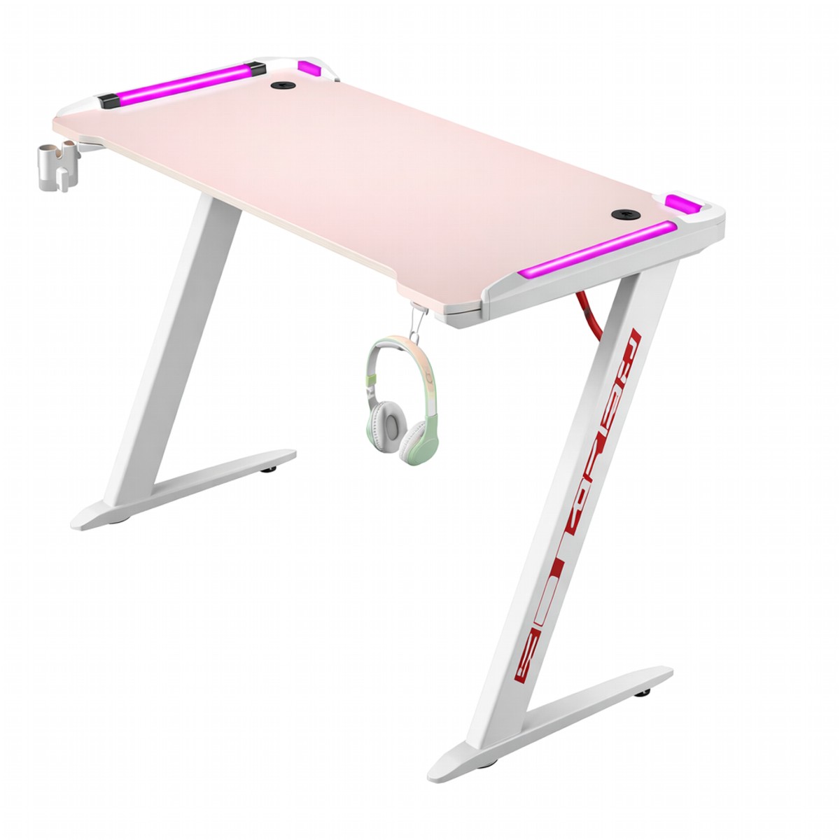 69e212f92afce_2730-10011-01 VenCore 2730-10011 - Gaming Desk 140x60x74cm Pink - Μοντέρνο Γραφείο Gaming VenCore Μοριοσανίδας Carbon Fiber με Μεταλλικά Πόδια Ροζ Μ140 x Π60 x Υ74cm - Image 1