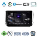 VenCore 3236-10006-0164B - Οθόνη Multimedia Android 15 10.1" PX5S Octa-Core 2GB/32GB IPS με Πρόσοψη, CarPlay, Android Auto και Υποστήριξη Κάμερας 360° για Peugeot 208/2008 2012-2016 – Μαύρη