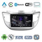 VenCore 3236-10005-0068S - Οθόνη Multimedia Android 15 9" PX5S Octa-Core 2GB/32GB IPS με Πρόσοψη, CarPlay, Android Auto και Υποστήριξη Κάμερας 360° για Hyundai Tucson 2015-2018 – Ασημί