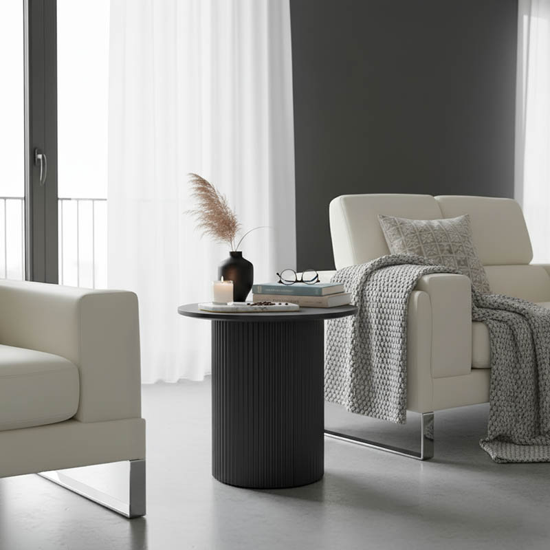 Βοηθητικό τραπέζι Dovel pakoworld mdf-μέταλλο σε μαύρη απόχρωση Φ50x50εκ Βοηθητικό τραπέζι Dovel mdf-μέταλλο σε μαύρη απόχρωση Φ50x50εκ - Image 1