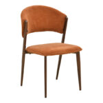 Καρέκλα Dolez terracotta ύφασμα-πόδι καρυδί μέταλλο 49x58.5x82εκ
