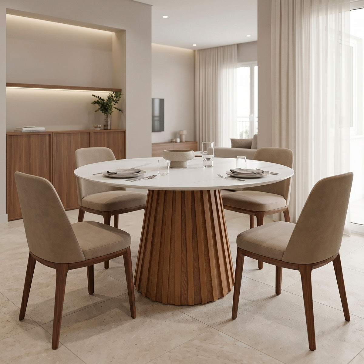Τραπέζι Franzel pakoworld sintered stone σε όψη μαρμάρου-mdf σε φυσική απόχρωση Φ120x75εκ Τραπέζι Franzel sintered stone σε όψη μαρμάρου-mdf σε φυσική απόχρωση Φ120x75εκ - Image 1