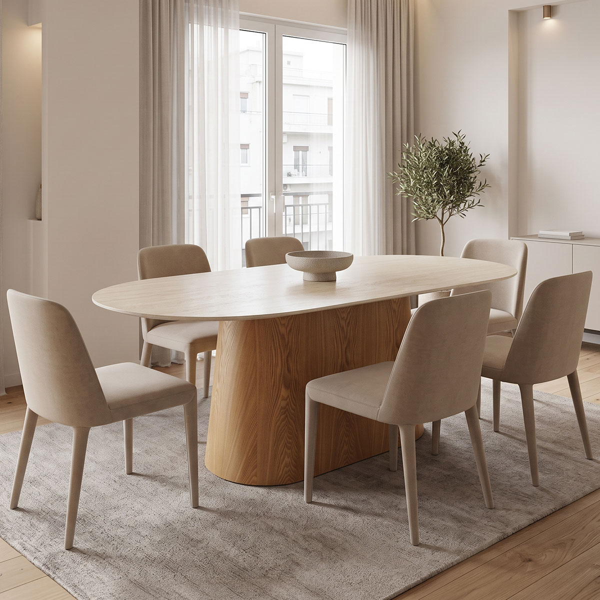 Τραπέζι Karlino pakoworld sintered stone σε όψη τραβερτίνας-mdf σε φυσική απόχρωση 180x90x76εκ Τραπέζι Karlino sintered stone σε όψη τραβερτίνας-mdf σε φυσική απόχρωση 180x90x76εκ - Image 1