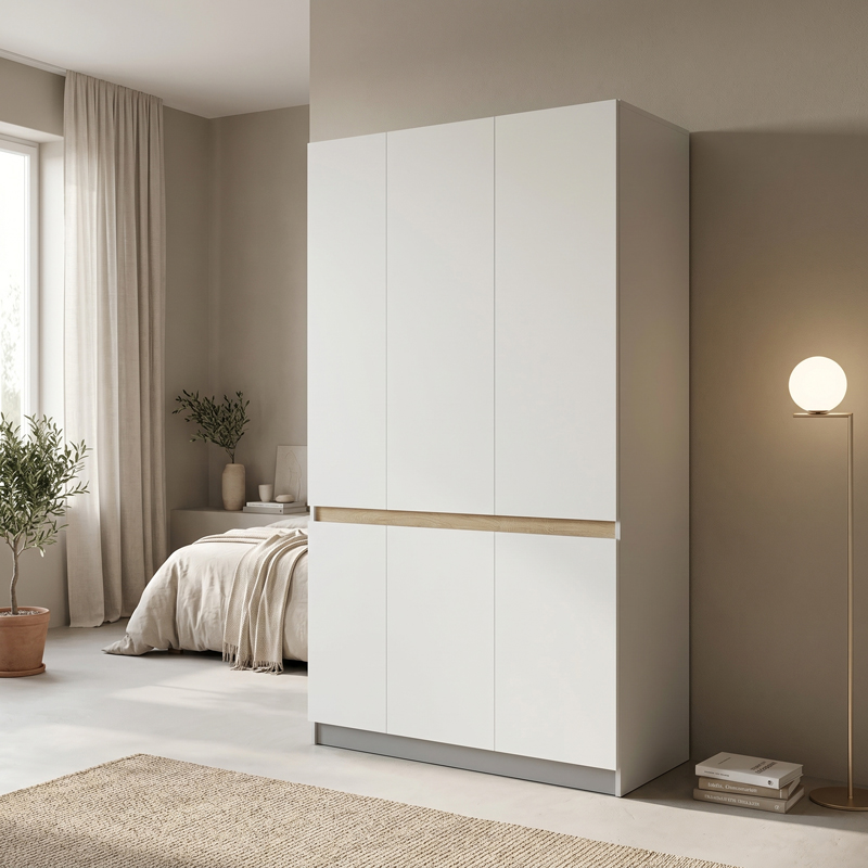 Ντουλάπα τρίφυλλη Merzia pakoworld λευκό με sonoma 120x46.5x183εκ Ντουλάπα τρίφυλλη Merzia λευκό με sonoma 120x46.5x183εκ - Image 1