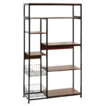 Ραφιέρα επιδαπέδια Leena μέταλλο dark oak-μαύρο 80x30x142εκ