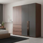 Ντουλάπα Sonlen σε καρυδί-ανθρακί απόχρωση 160x52x195εκ