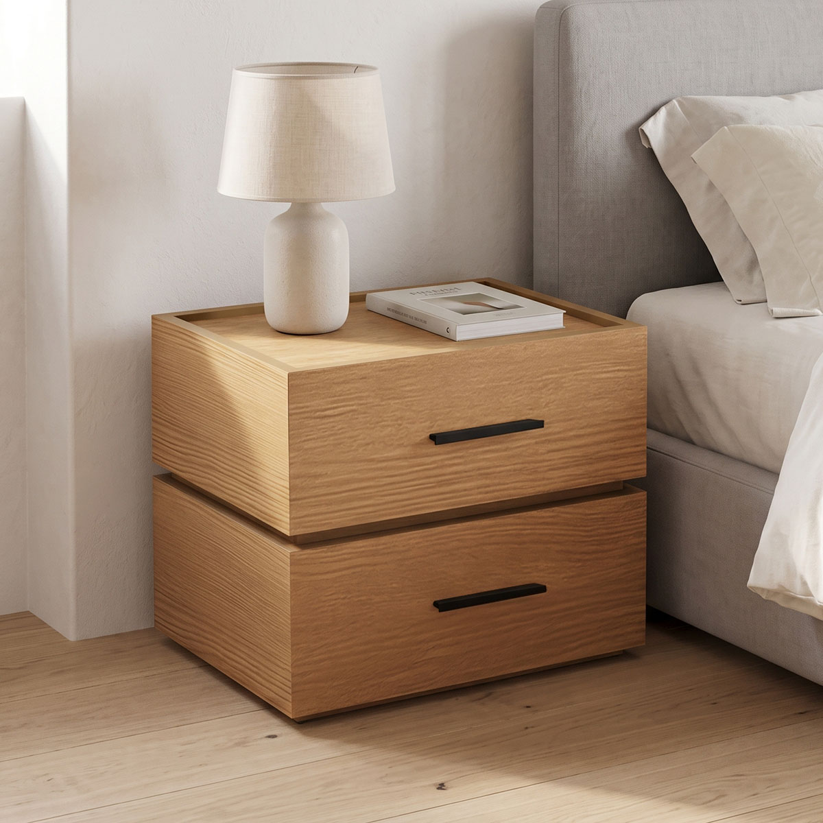 Κομοδίνο Sonlen pakoworld mdf σε oak απόχρωση 60x40x44.5εκ Κομοδίνο Sonlen mdf σε oak απόχρωση 60x40x44.5εκ - Image 1