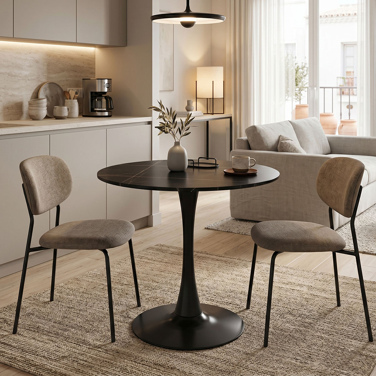 Τραπέζι Balou I pakoworld sintered stone σε μαύρο μαρμάρου Φ70x74εκ Τραπέζι Balou I sintered stone σε μαύρο μαρμάρου Φ70x74εκ - Image 1