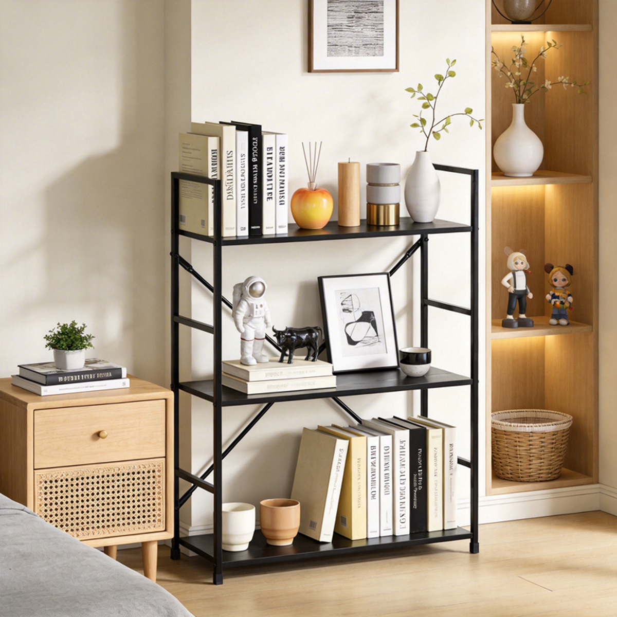 Βιβλιοθήκη-ραφιέρα Manlo pakoworld μαύρο μέταλλο 58.6x23.5x80εκ Βιβλιοθήκη-ραφιέρα Manlo μαύρο μέταλλο 58.6x23.5x80εκ - Image 1