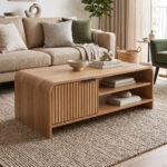 Τραπέζι σαλονιού Anfen mdf σε φυσική απόχρωση 100x50x35,5εκ
