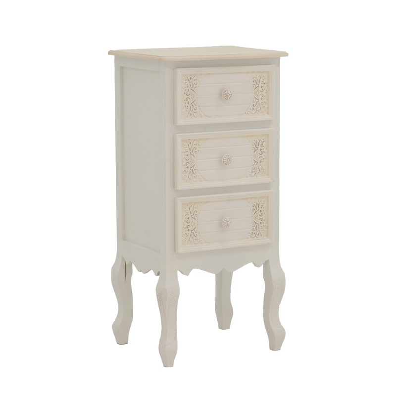 Κομοδίνο Pazlen Inart mdf σε λευκή αντικέ απόχρωση 40x34.5x82εκ Κομοδίνο Pazlen Inart mdf σε λευκή αντικέ απόχρωση 40x34.5x82εκ - Image 1