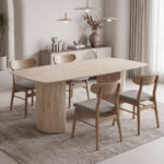 Τραπέζι Loosir mdf-sandstone σε όψη τραβερτίνας 180x90x74εκ