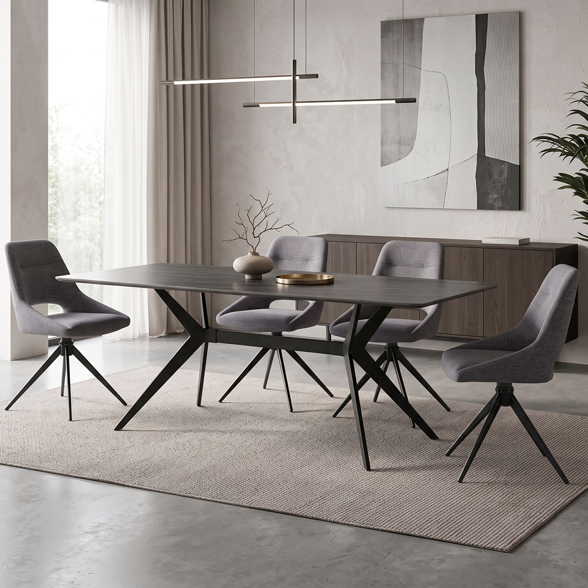 Τραπέζι Olivet pakoworld mdf-sandstone όψη μαρμάρου-πόδι μαύρο μέταλλο 180x90x76εκ Τραπέζι Olivet mdf-sandstone όψη μαρμάρου-πόδι μαύρο μέταλλο 180x90x76εκ - Image 1