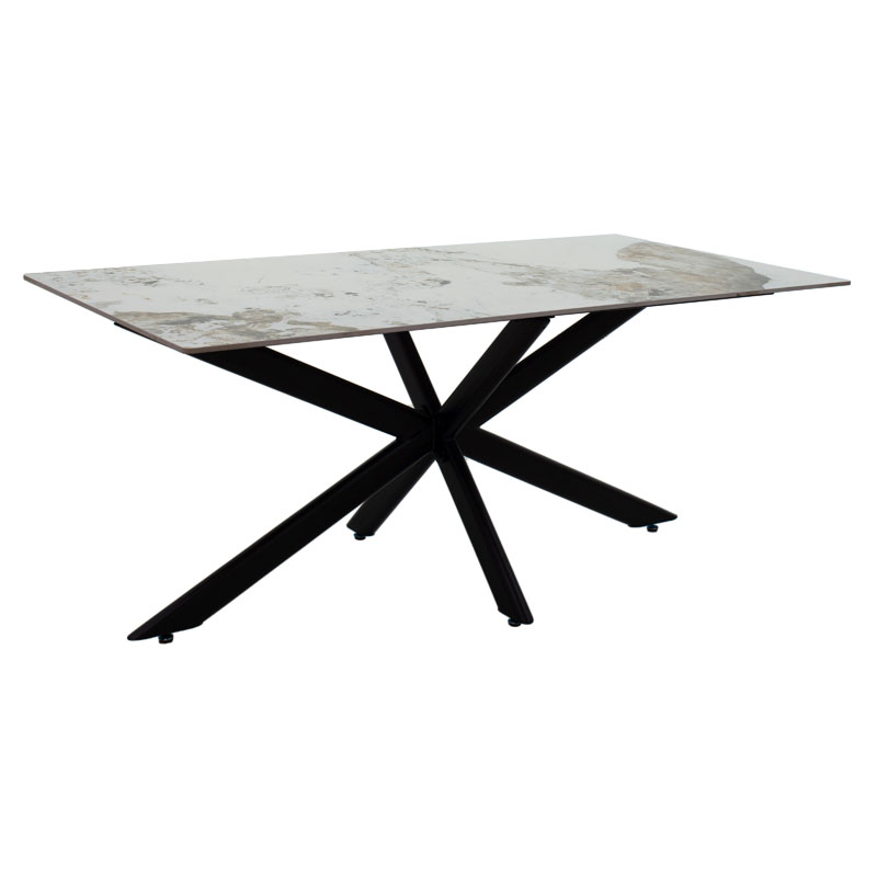 Τραπέζι Bethan pakoworld sintered stone λευκό μαρμάρου-μαύρο 180x90x75εκ Τραπέζι Bethan sintered stone λευκό μαρμάρου-μαύρο 180x90x75εκ - Image 1
