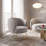 Πολυθρόνα Rony βελούδο γκρι-χρυσό 78x75x82εκ