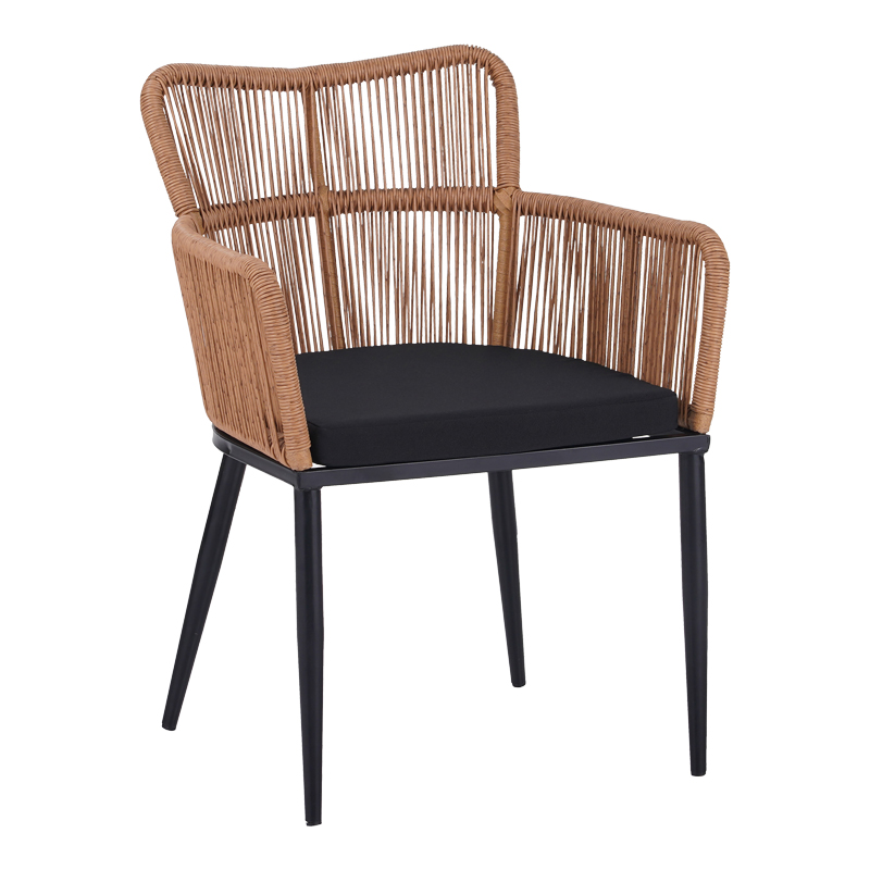 Πολυθρόνα Naoki pakoworld pe rattan -metal σε φυσική απόχρωση με μαύρα πόδια/μαξιλάρι 59x62.5x82εκ Πολυθρόνα Naoki pe rattan -metal σε φυσική απόχρωση με μαύρα πόδια/μαξιλάρι 59x62.5x82εκ - Image 1