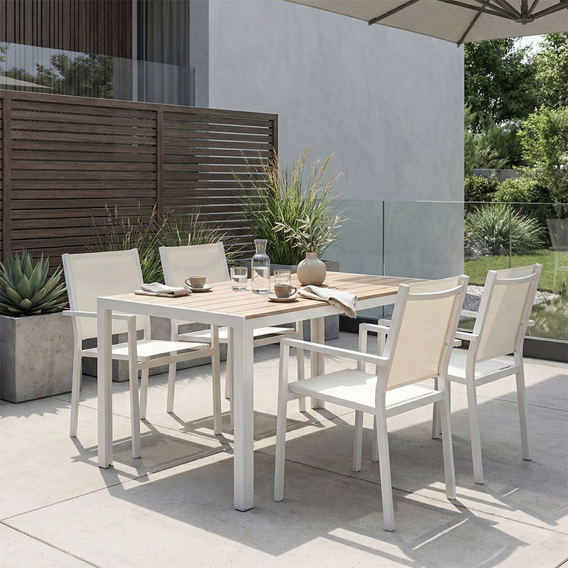 Τραπεζαρία Zacreta-Nares σετ 5τεμ pakoworld λευκό-φυσικό 140x80x72.5εκ Τραπεζαρία Zacreta-Nares σετ 5τεμ λευκό-φυσικό 140x80x72.5εκ - Image 1