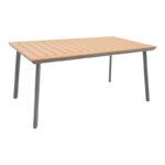 Τραπέζι Griffith ανθρακί αλουμίνιο και plywood σε φυσική απόχρωση 160x90x74εκ