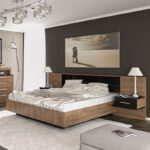Κρεβάτι Romilly μαύρο gloss-καρυδί 160x200εκ
