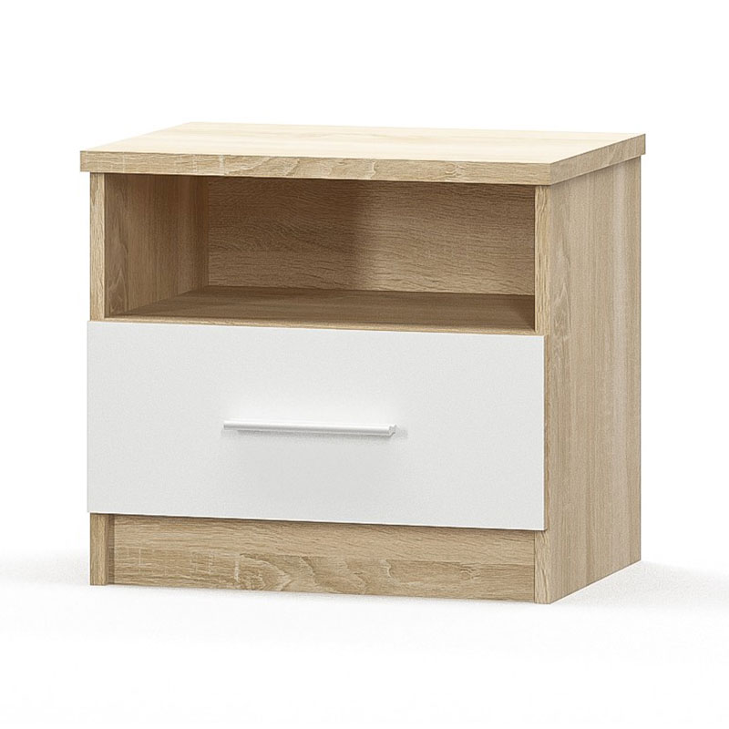 Κομοδίνο Geneva pakoworld φυσικό-λευκό 50x37x45.5εκ Κομοδίνο Geneva φυσικό-λευκό 50x37x45.5εκ - Image 1