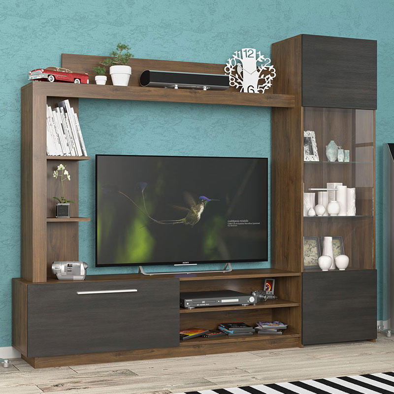 Σύνθετο σαλονιού June pakoworld καρυδί-wenge 204x35x177εκ Σύνθετο σαλονιού June καρυδί-wenge 204x35x177εκ - Image 1