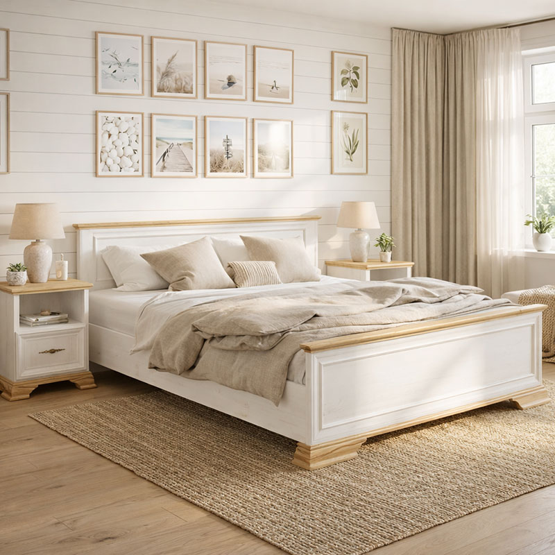 Κρεβάτι Jaden pakoworld golden oak-λευκό antique 160x200εκ Κρεβάτι Jaden golden oak-λευκό antique 160x200εκ - Image 1