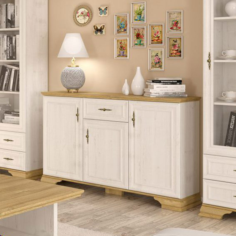Μπουφές Jaden pakoworld golden oak-λευκό antique 137,5x39x88,5εκ Μπουφές Jaden golden oak-λευκό antique 137,5x39x88,5εκ - Image 1