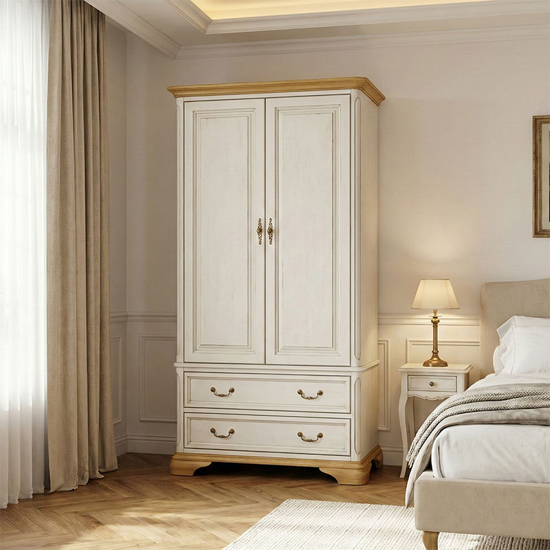Ντουλάπα Jaden pakoworld δίφυλλη golden oak-λευκό antique 101x62x197,5εκ Ντουλάπα Jaden δίφυλλη golden oak-λευκό antique 101x62x197,5εκ - Image 1