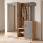 Έπιπλο εισόδου Doorse μελαμίνης ανθρακί-oak 147.5x35x180εκ