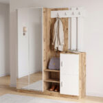 Έπιπλο εισόδου Doorse μελαμίνης λευκό-oak 147.5x35x180εκ