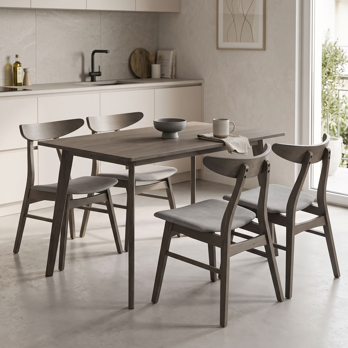Tραπεζαρία Benson - Orlean pakoworld σετ 5τμχ rustic grey-ύφασμα γκρι 120x75x75εκ Tραπεζαρία Benson - Orlean σετ 5τμχ rustic grey-ύφασμα γκρι 120x75x75εκ - Image 1
