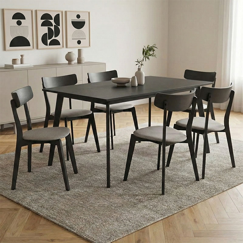 Tραπεζαρία Benson - Toto pakoworld σετ 7τμχ rustic grey - ύφασμα γκρι 150x90x75εκ Tραπεζαρία Benson - Toto σετ 7τμχ rustic grey - ύφασμα γκρι 150x90x75εκ - Image 1