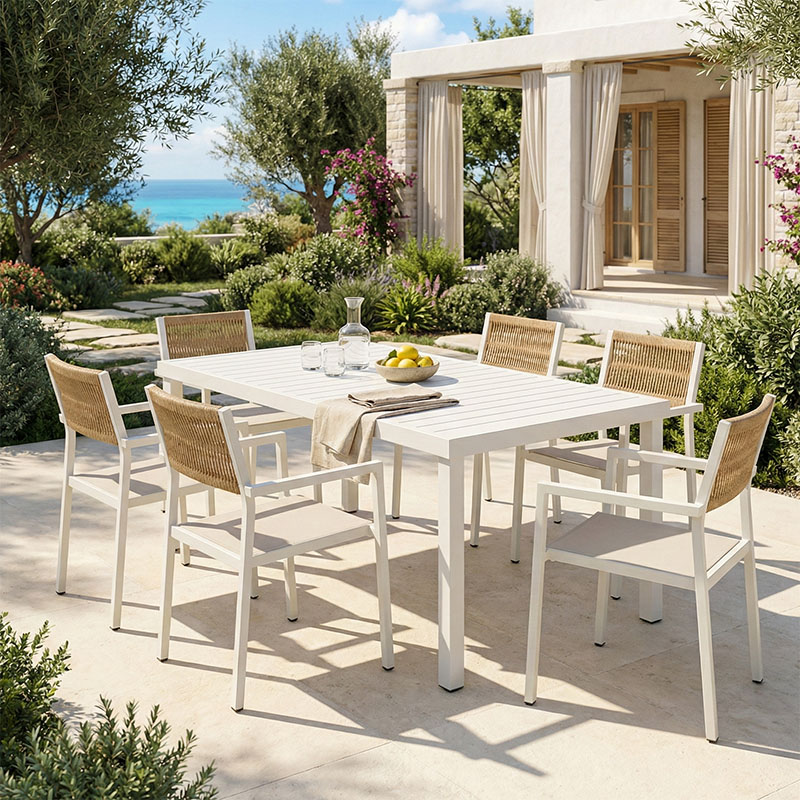 Τραπεζαρία Kliton - Savor σετ 7τεμ pakoworld αλουμίνιο σε λευκή απόχρωση 150x80x74εκ Τραπεζαρία Kliton - Savor σετ 7τεμ αλουμίνιο σε λευκή απόχρωση 150x80x74εκ - Image 1