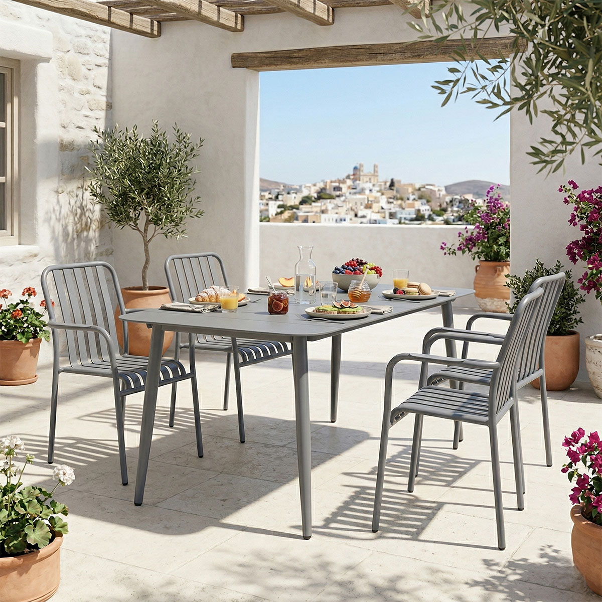 Τραπεζαρία Heven Vista pakoworld σετ 5τεμ ανθρακί αλουμίνιο 150x80x72εκ Τραπεζαρία Heven Vista σετ 5τεμ ανθρακί αλουμίνιο 150x80x72εκ - Image 1