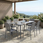 Τραπεζαρία Heven Vista σετ 7τεμ ανθρακί αλουμίνιο 150x80x72εκ