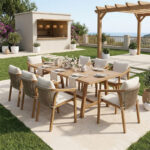 Τραπεζαρία Malibu Σετ 9τεμ μασίφ ξύλο ακακίας 180x90x75εκ