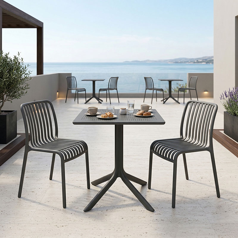 Τραπεζαρία Groovy Zoi pakoworld σετ 3τεμ ανθρακί PP 60x60x76εκ Τραπεζαρία Groovy Zoi σετ 3τεμ ανθρακί PP 60x60x76εκ - Image 1